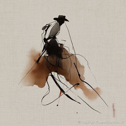 The Sepia Rider - western horse art print and canvas by Julian Vance A.I
