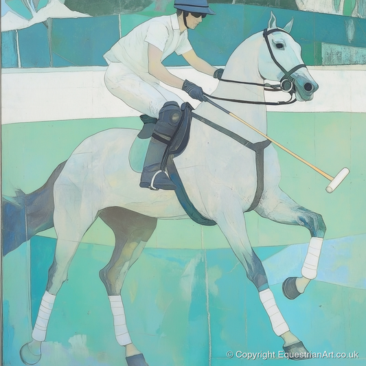 The Serene Chukka - polo horse art print and canvas by Flora Whitby A.I