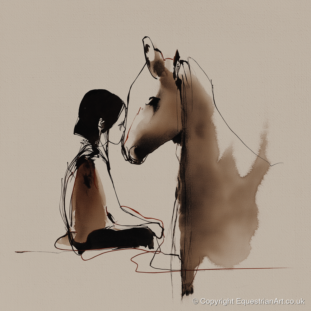 The Shared Breath - horse & rider art print and canvas by Julian Vance A.I