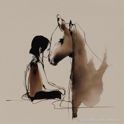The Shared Breath - horse & rider art print and canvas by Julian Vance A.I
