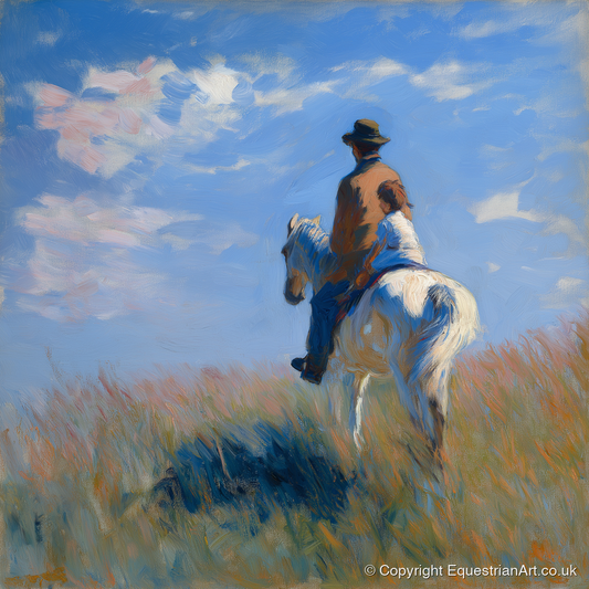 The Shared Horizon - horse & rider art print and canvas by Gabriel Hayes A.I