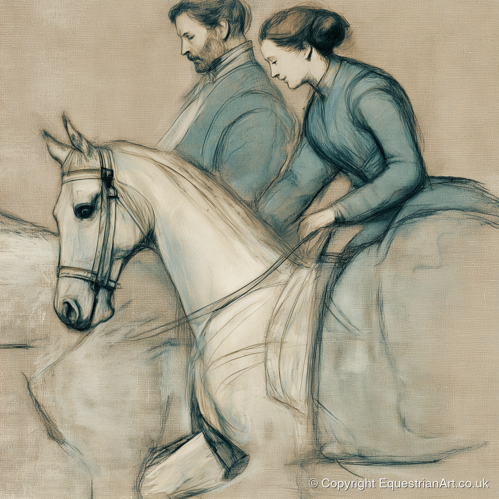 The Shared Journey - horse & rider art print and canvas by Clara Pemberton A.I