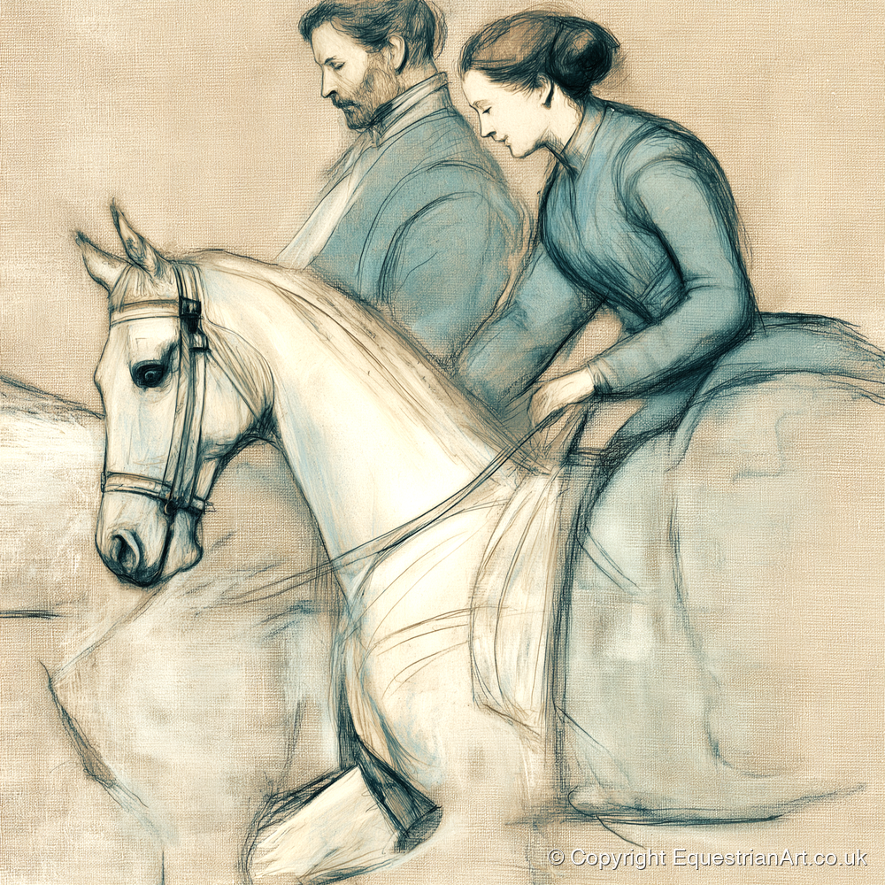 The Shared Journey - horse & rider art print and canvas by Clara Pemberton A.I