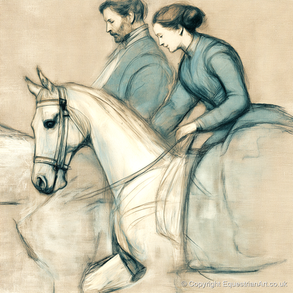 The Shared Journey - horse & rider art print and canvas by Clara Pemberton A.I