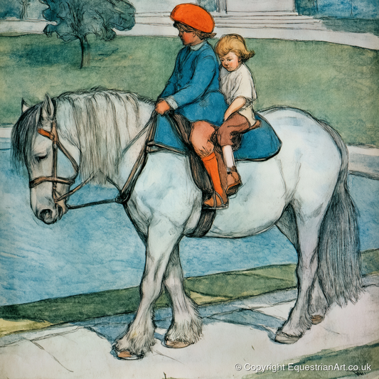 The Shared Ride - horse & rider art print and canvas by Geoffrey Talbot A.I