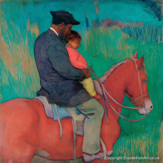 The Shared Ride - horse & rider art print and canvas by Lawrence Gable A.I