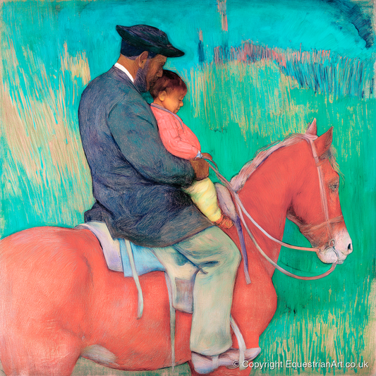 The Shared Ride - horse & rider art print and canvas by Lawrence Gable A.I