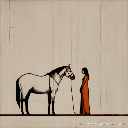 The Shared Silence - horse & rider art print and canvas by Barnaby West A.I