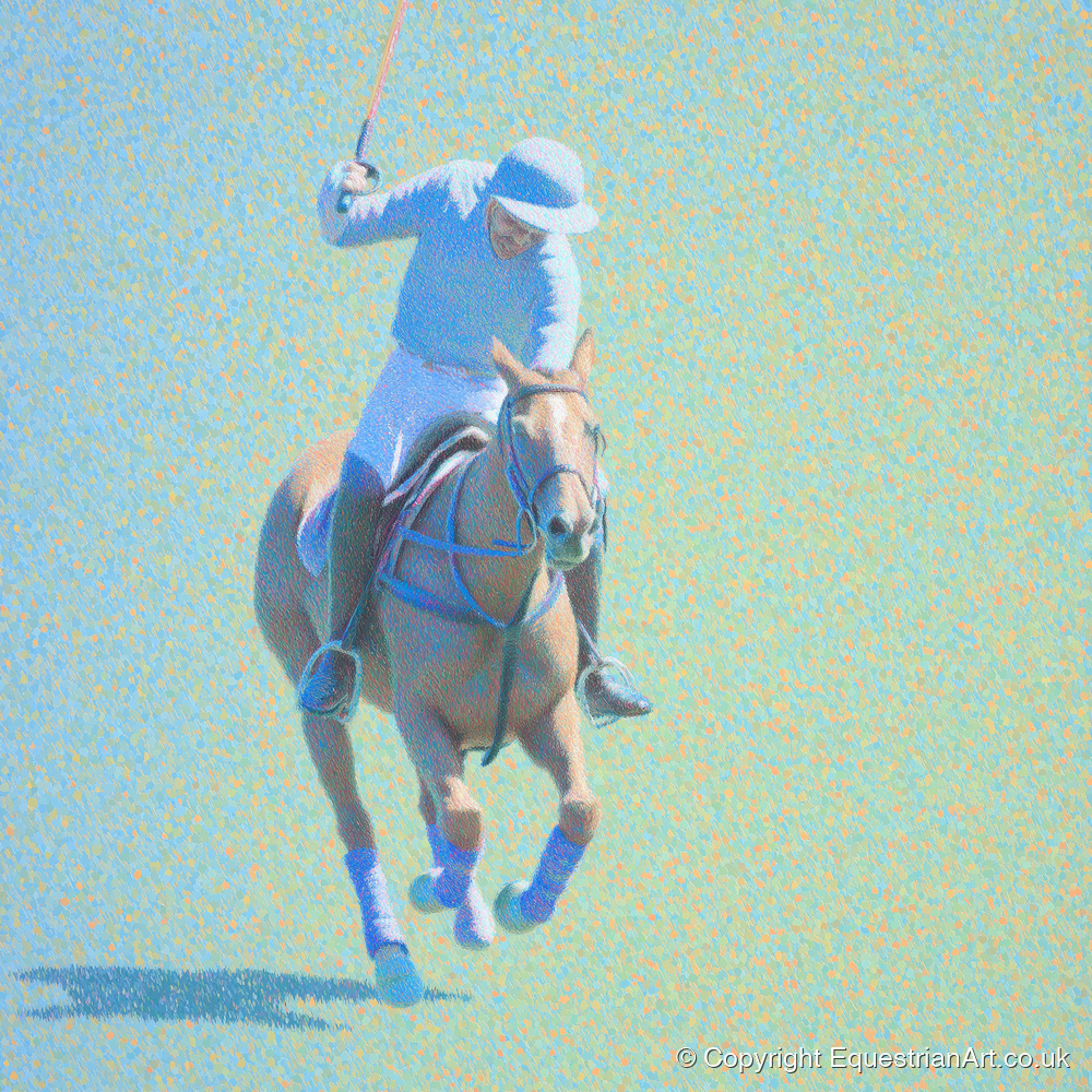 The Shimmering Chukka - polo horse art print and canvas by Sienna Radcliffe A.I