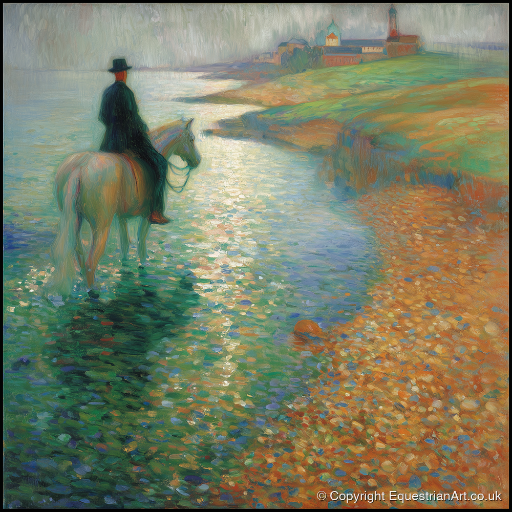 The Shimmering Shore - beach horse art print and canvas by Ambrose Keating A.I
