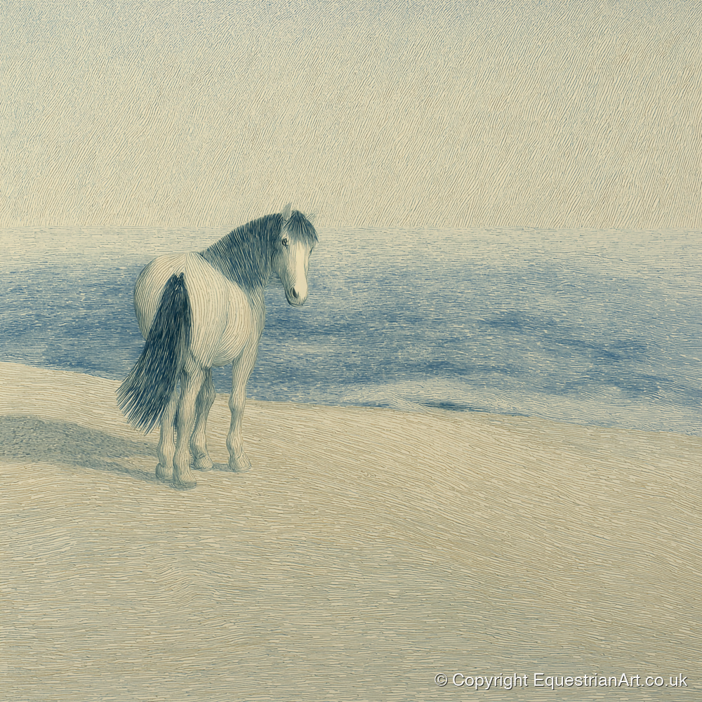 The Shoreline Gaze - horse landscape art print and canvas by Arthur Sterling A.I