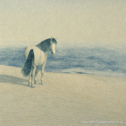 The Shoreline Gaze - horse landscape art print and canvas by Arthur Sterling A.I