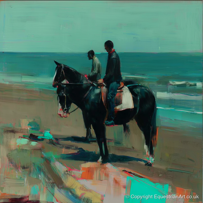 The Shoreline Hack - horse landscape art print and canvas by Quentin Hart A.I