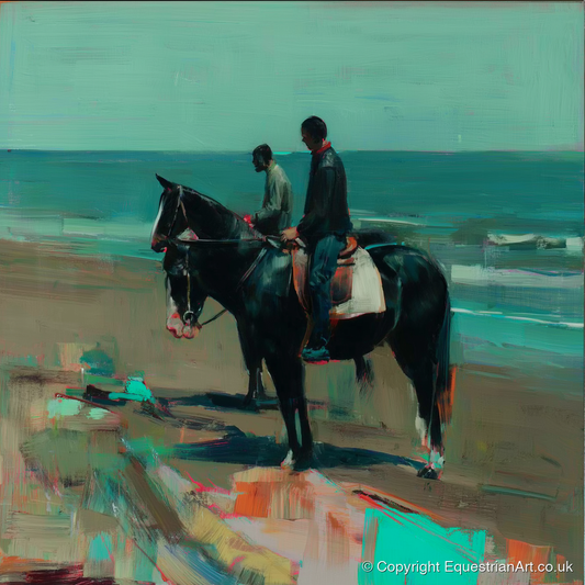 The Shoreline Hack - horse landscape art print and canvas by Quentin Hart A.I