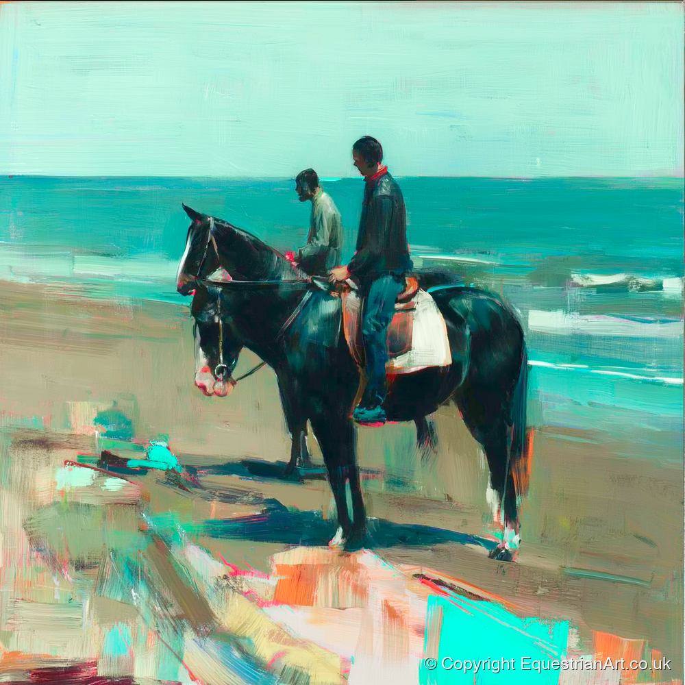 The Shoreline Hack - horse landscape art print and canvas by Quentin Hart A.I