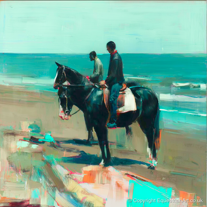The Shoreline Hack - horse landscape art print and canvas by Quentin Hart A.I