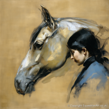 The Silent Bond - horse & rider art print and canvas by Samuel Pembroke A.I