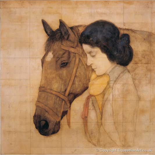 The Silent Bond - horse & rider art print and canvas by Sophie Laurent A.I