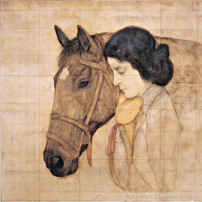The Silent Bond - horse & rider art print and canvas by Sophie Laurent A.I