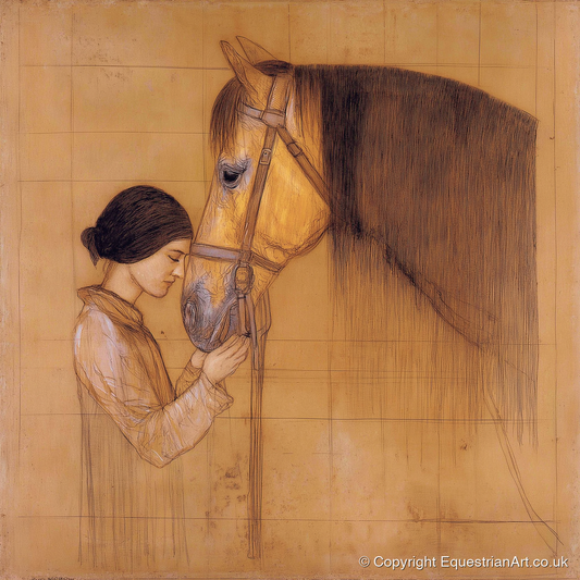The Silent Bond - horse & rider art print and canvas by Sophie Laurent A.I