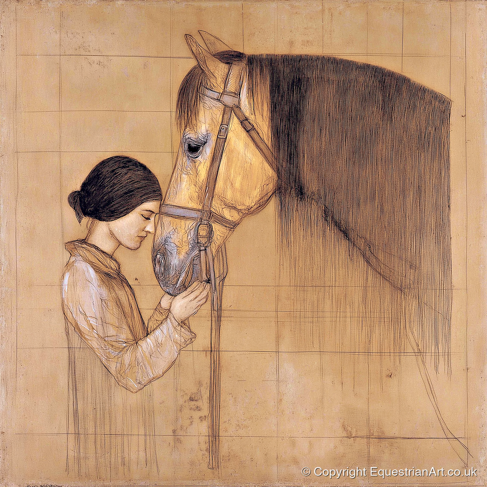 The Silent Bond - horse & rider art print and canvas by Sophie Laurent A.I