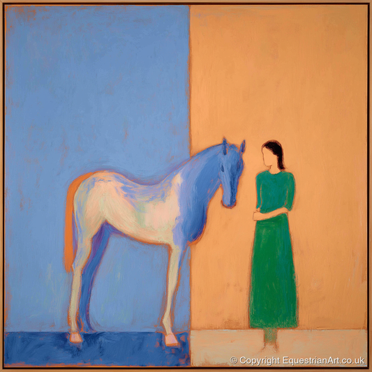 The Silent Bond - horse & rider art print and canvas by Lydia Thornton A.I