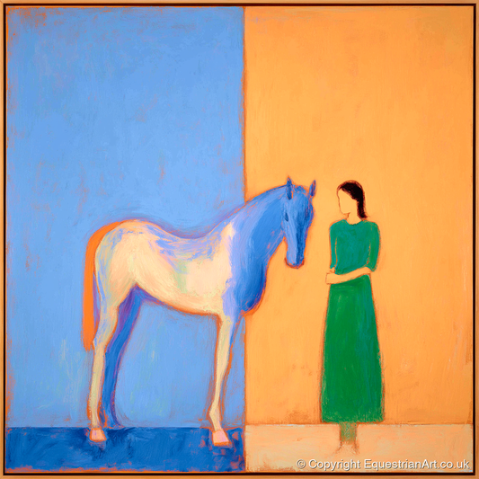 The Silent Bond - horse & rider art print and canvas by Lydia Thornton A.I