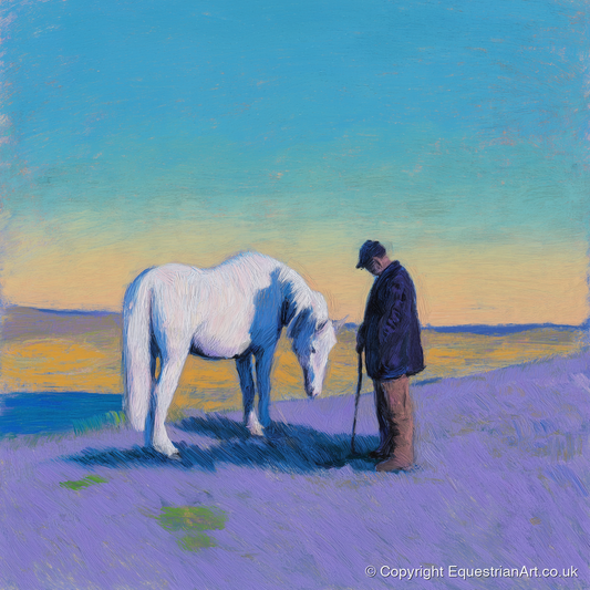The Silent Bond - horse & rider art print and canvas by Imogen Spencer A.I