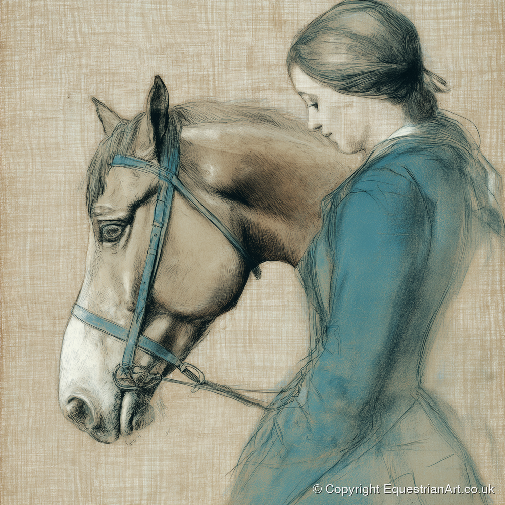 The Silent Bond - horse & rider art print and canvas by Clara Pemberton A.I