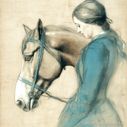 The Silent Bond - horse & rider art print and canvas by Clara Pemberton A.I
