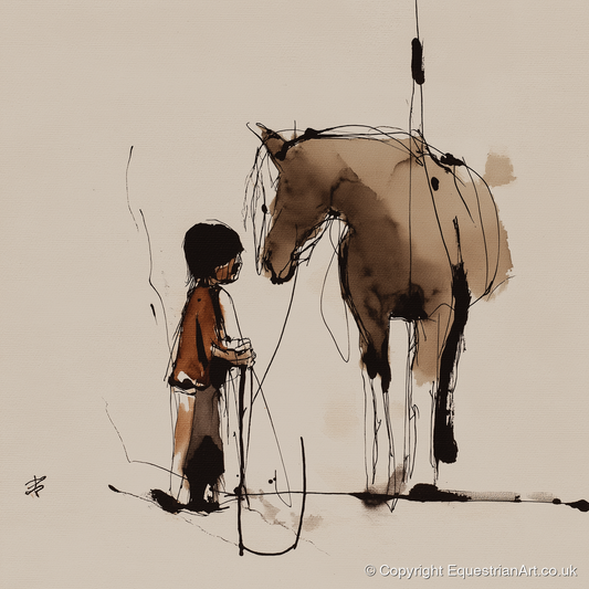 The Silent Bond - horse & rider art print and canvas by Julian Vance A.I