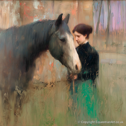 The Silent Bond - horse & rider art print and canvas by Nathaniel Reed A.I