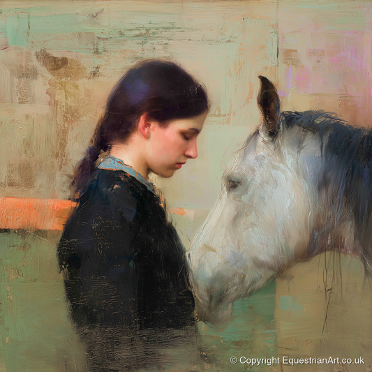 The Silent Bond - horse & rider art print and canvas by Nathaniel Reed A.I
