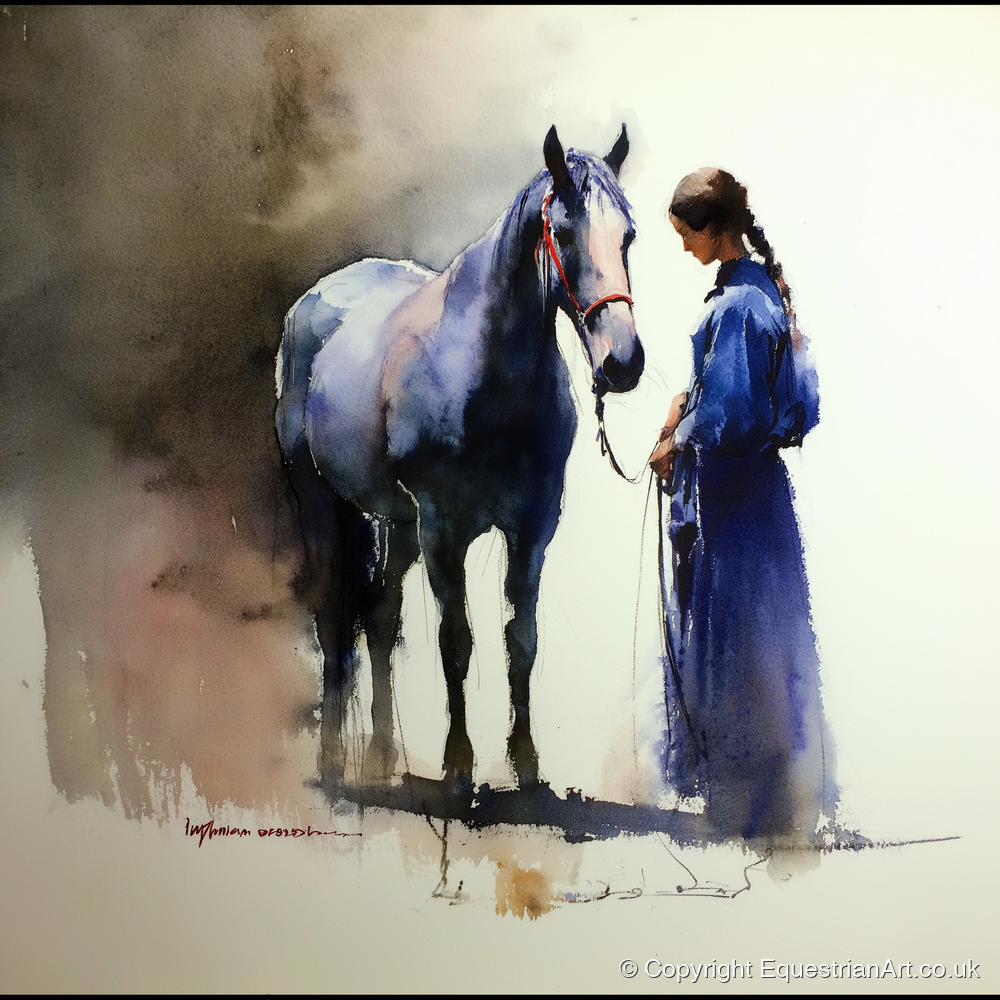 The Silent Bond - horse & rider art print and canvas by Eleanor Brooks A.I