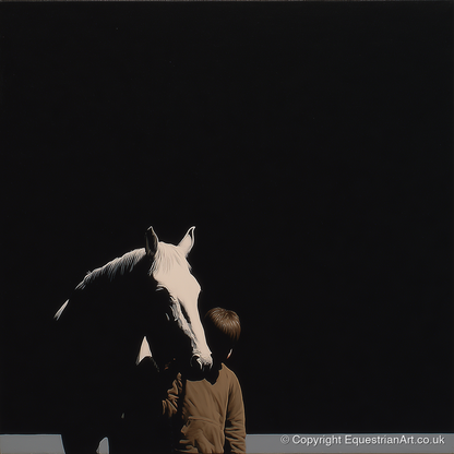 The Silent Bond - horse & rider art print and canvas by Adelaide Calloway A.I