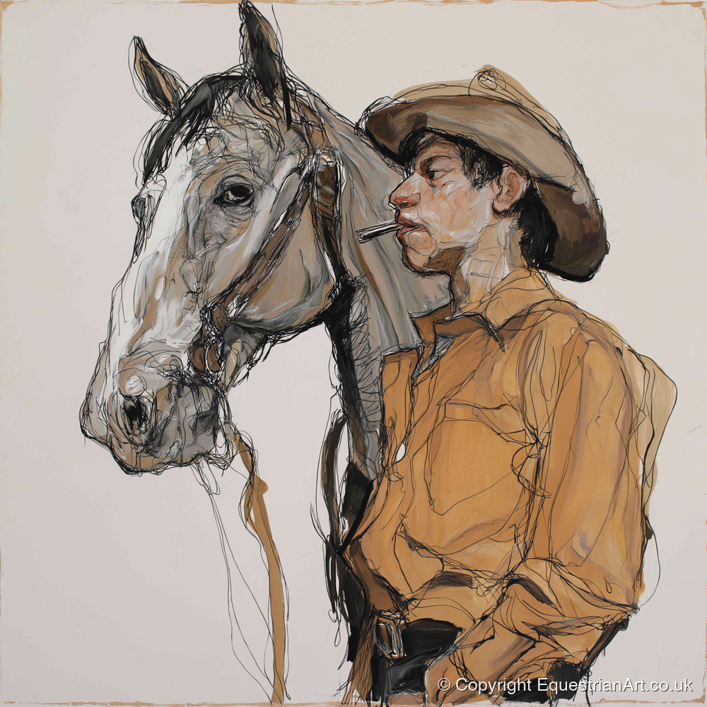 The Silent Bond - western horse art print and canvas by Jasper Montgomery A.I