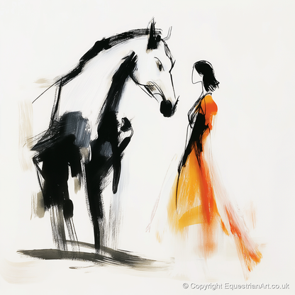 The Silent Connection - horse & rider art print and canvas by Verity Ainsworth A.I