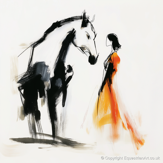 The Silent Connection - horse & rider art print and canvas by Verity Ainsworth A.I