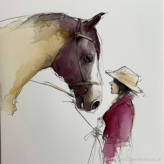 The Silent Dialogue - horse & rider art print and canvas by Edward Harrington A.I