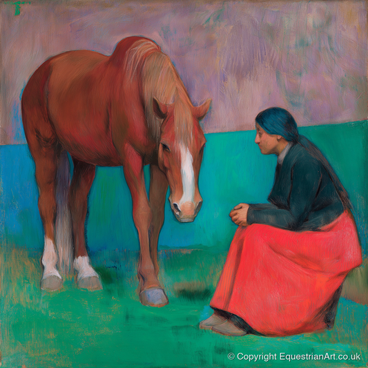 The Silent Dialogue - horse & rider art print and canvas by Lawrence Gable A.I