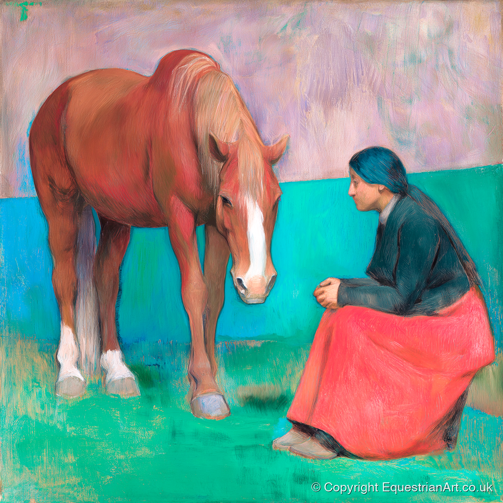 The Silent Dialogue - horse & rider art print and canvas by Lawrence Gable A.I
