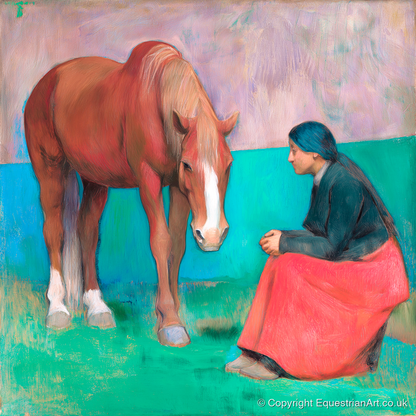 The Silent Dialogue - horse & rider art print and canvas by Lawrence Gable A.I