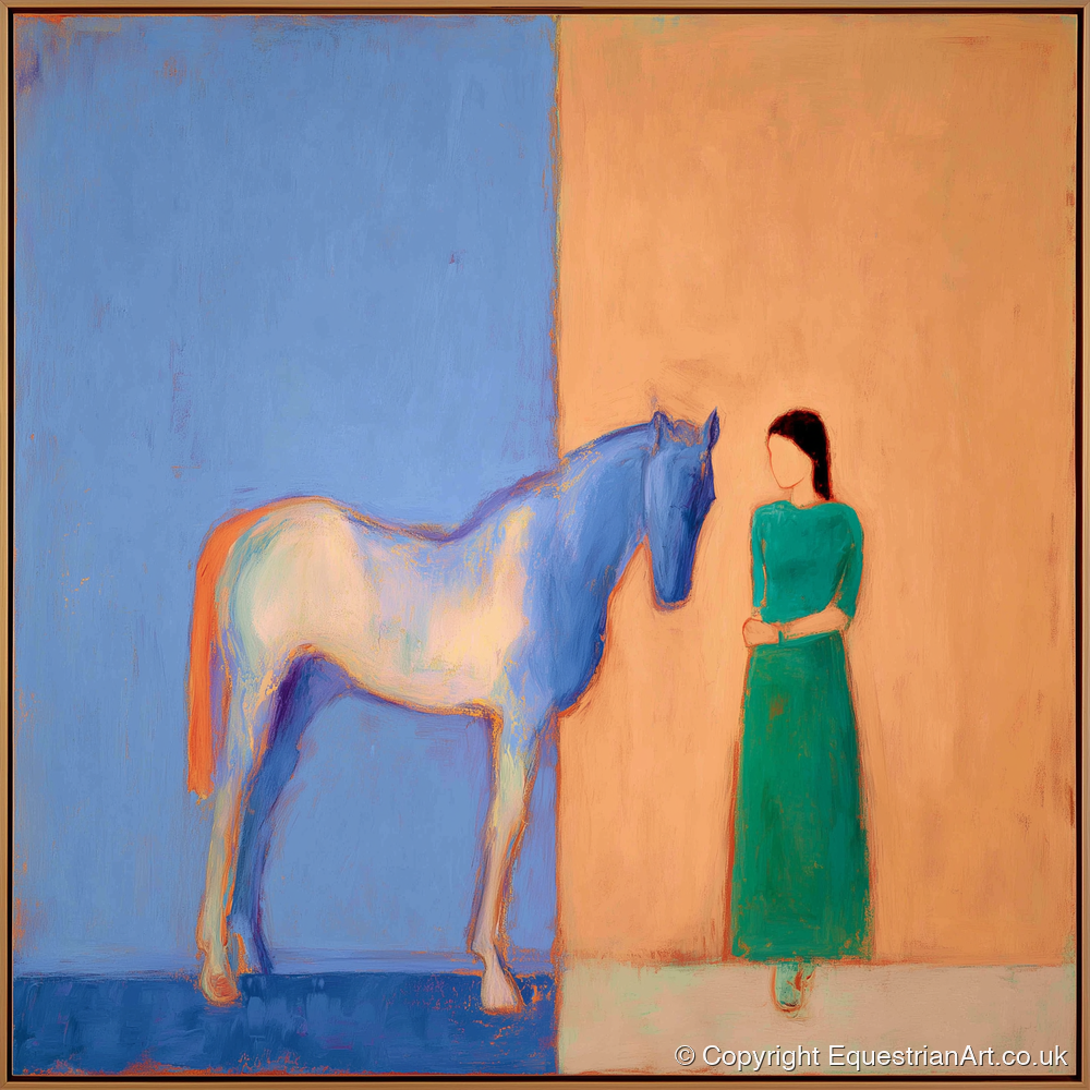 The Silent Dialogue - horse & rider art print and canvas by Lydia Thornton A.I