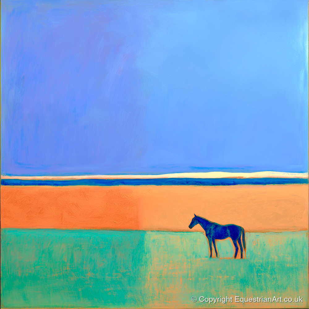 The Silent Expanse - horse landscape art print and canvas by Lydia Thornton A.I