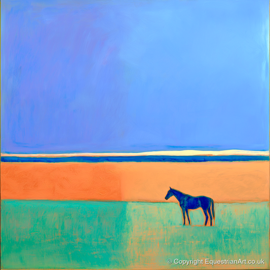 The Silent Expanse - horse landscape art print and canvas by Lydia Thornton A.I