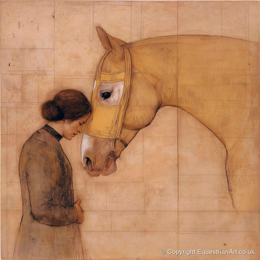 The Silent Language - horse & rider art print and canvas by Sophie Laurent A.I