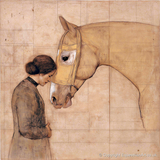 The Silent Language - horse & rider art print and canvas by Sophie Laurent A.I