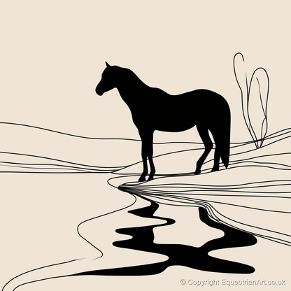 The Silent Oasis - horse landscape art print and canvas by Felix Chambers A.I