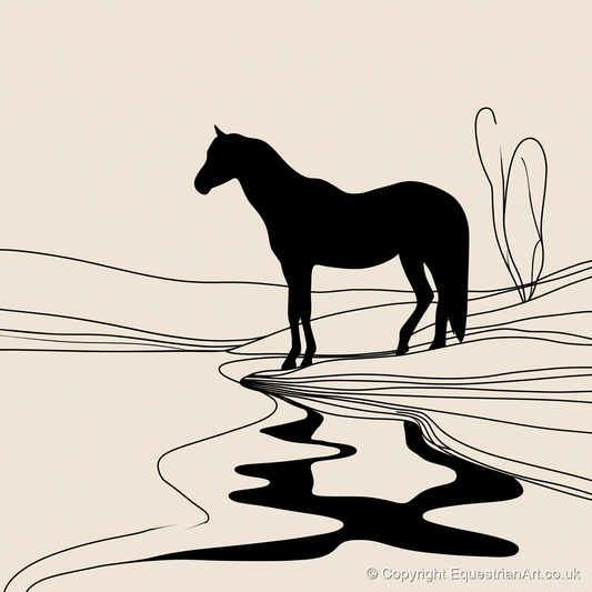 The Silent Oasis - horse landscape art print and canvas by Felix Chambers A.I