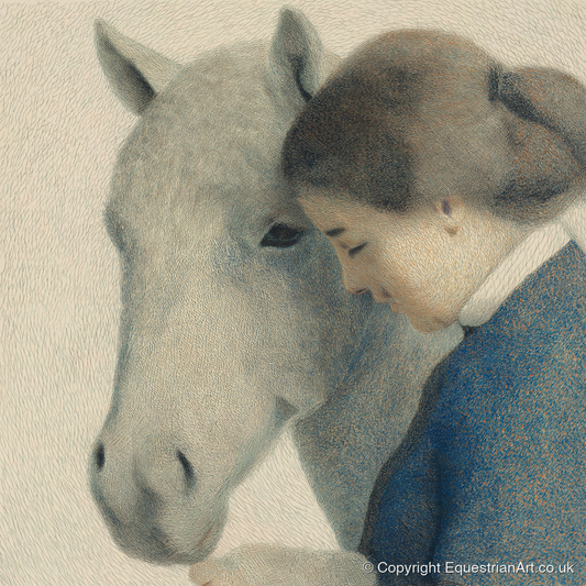 The Silent Understanding - horse & rider art print and canvas by Arthur Sterling A.I